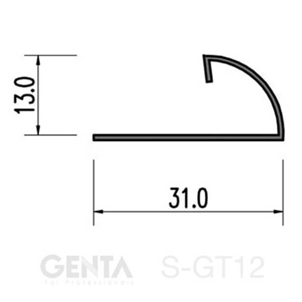 Mặt cắt nẹp inox ốp góc tròn S-GT12