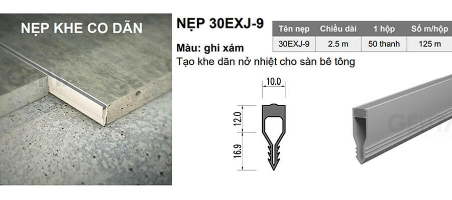 Thông số kỹ thuật nẹp khe co giãn bê tông EXJ-9