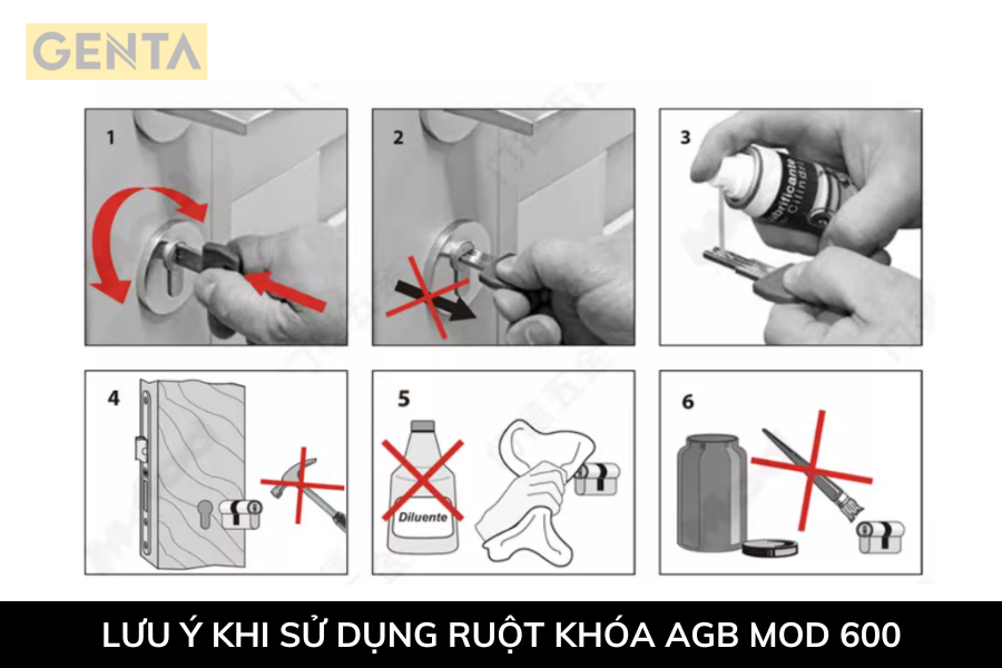 Lưu ý khi sử dụng ruột khóa AGB mod 600