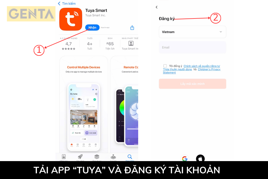 Tải app tuya và đăng ký tài khoản