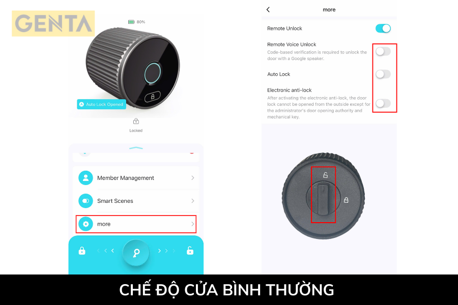 chế độ cửa bình thường 