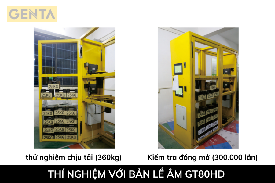 thí nghiệm chịu tải với bản lề âm GT80HD